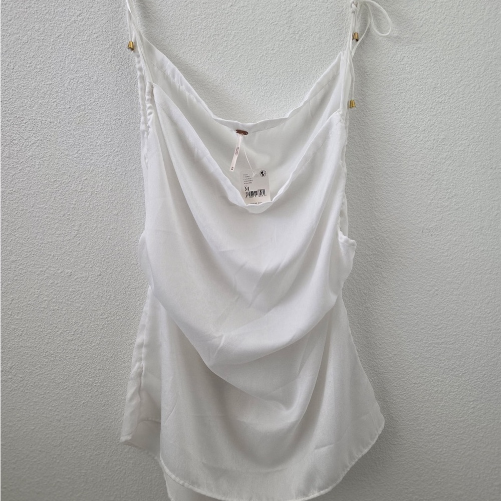 Free People Elegant White Draped Tank Top. NWT.